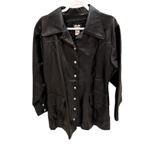 HELIUM Faux Leather Jacket L Black Moto Biker Chic Y2K Grunge Streetwear Fall